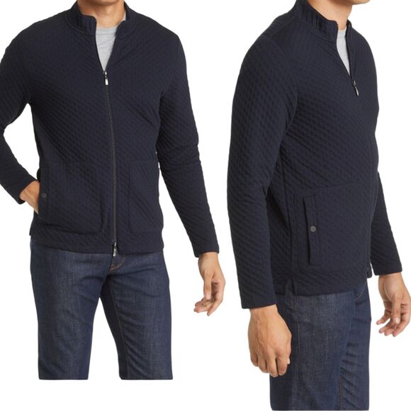 Robert Barakett Jacket Mens Medium Navy Morven Full Zip Textured Soft Fabric - Picture 2 of 12